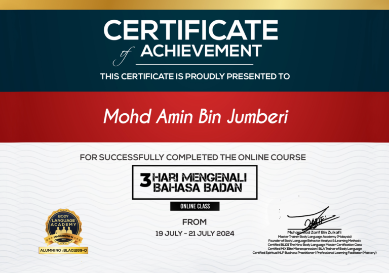 Sijil Penyertaan Mengenali Bahasa Badan