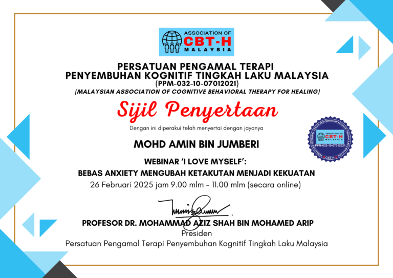 Sijil Penyertaan Bebas Anxiety Mengubah Ketakutan Menjadi Kekuatan