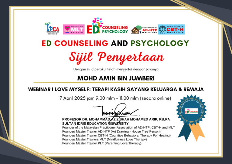 Sijil Penyertaan Terapi Kasih Sayang Keluarga & Remaja
